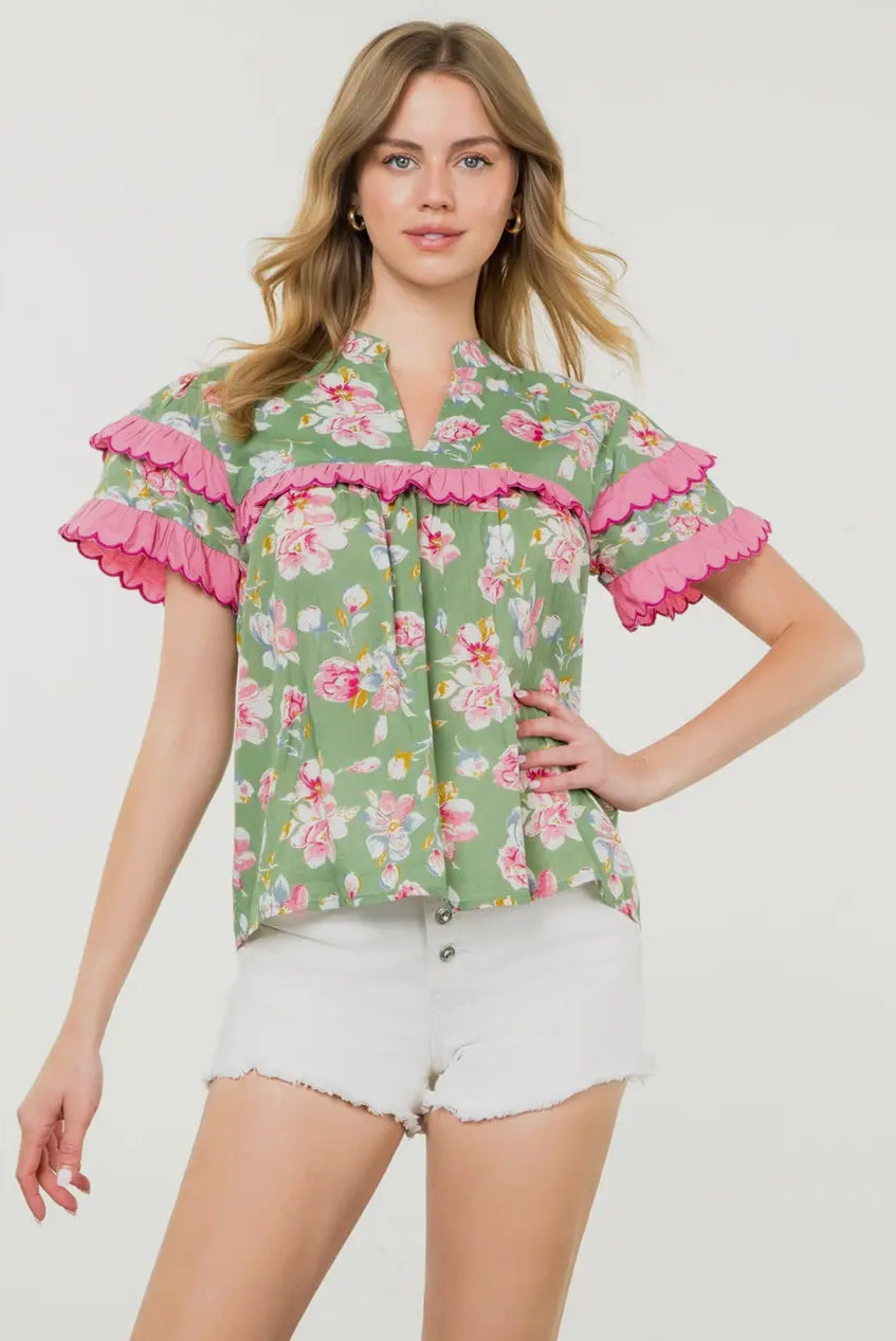 Short Sleeve Floral Top