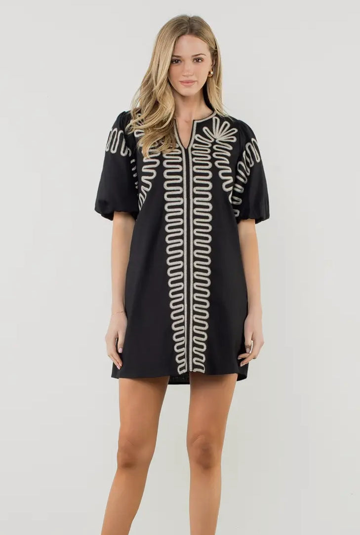 Puff Embroidered Dress