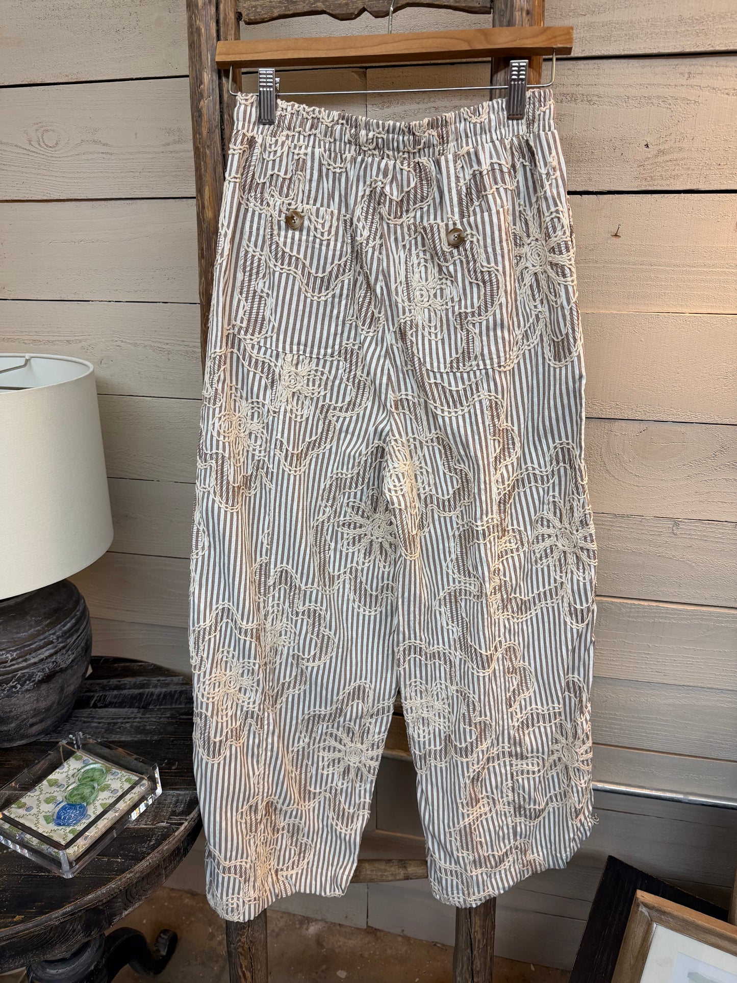 Embroid Stripe Woven Pants