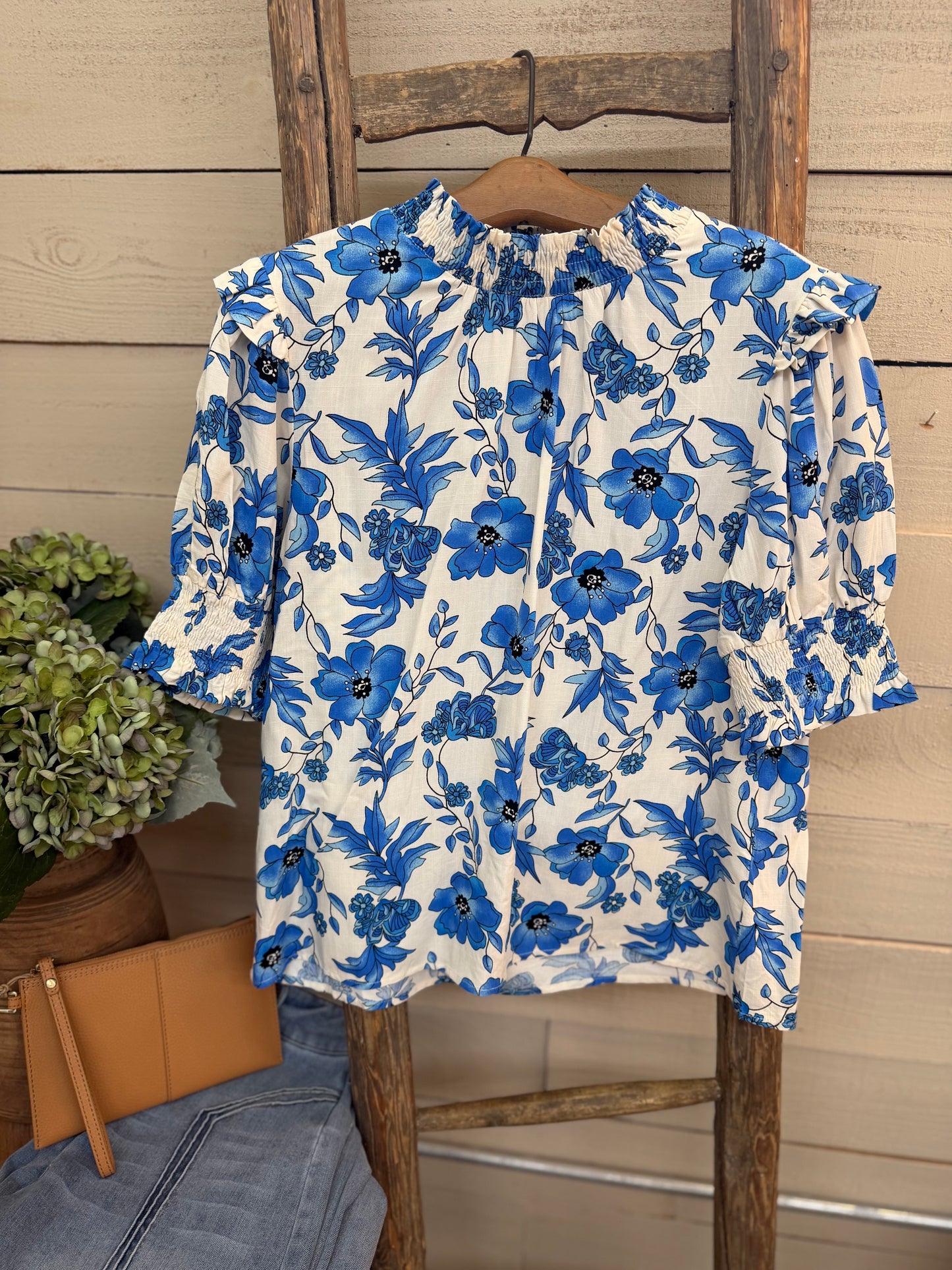 Smocked sleeve top