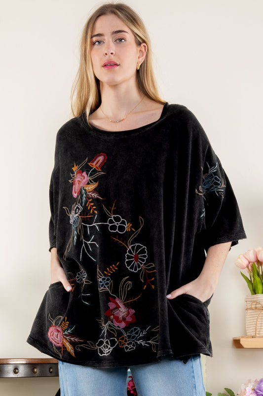 French Floral Embroidered Top