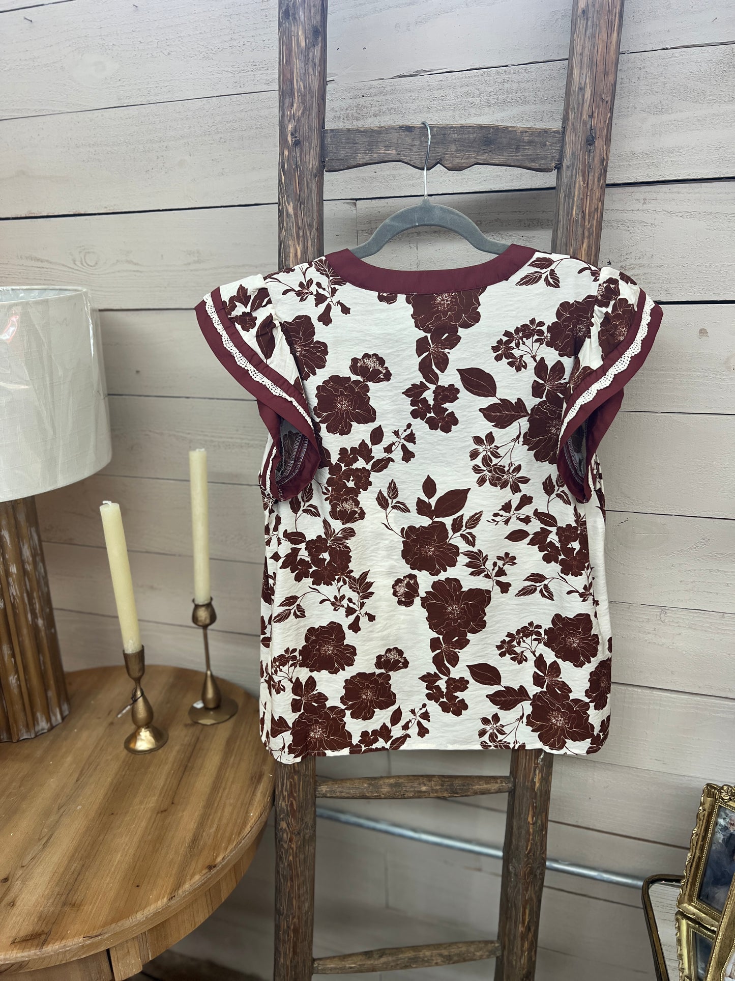 Contrast V-Neck Blouse