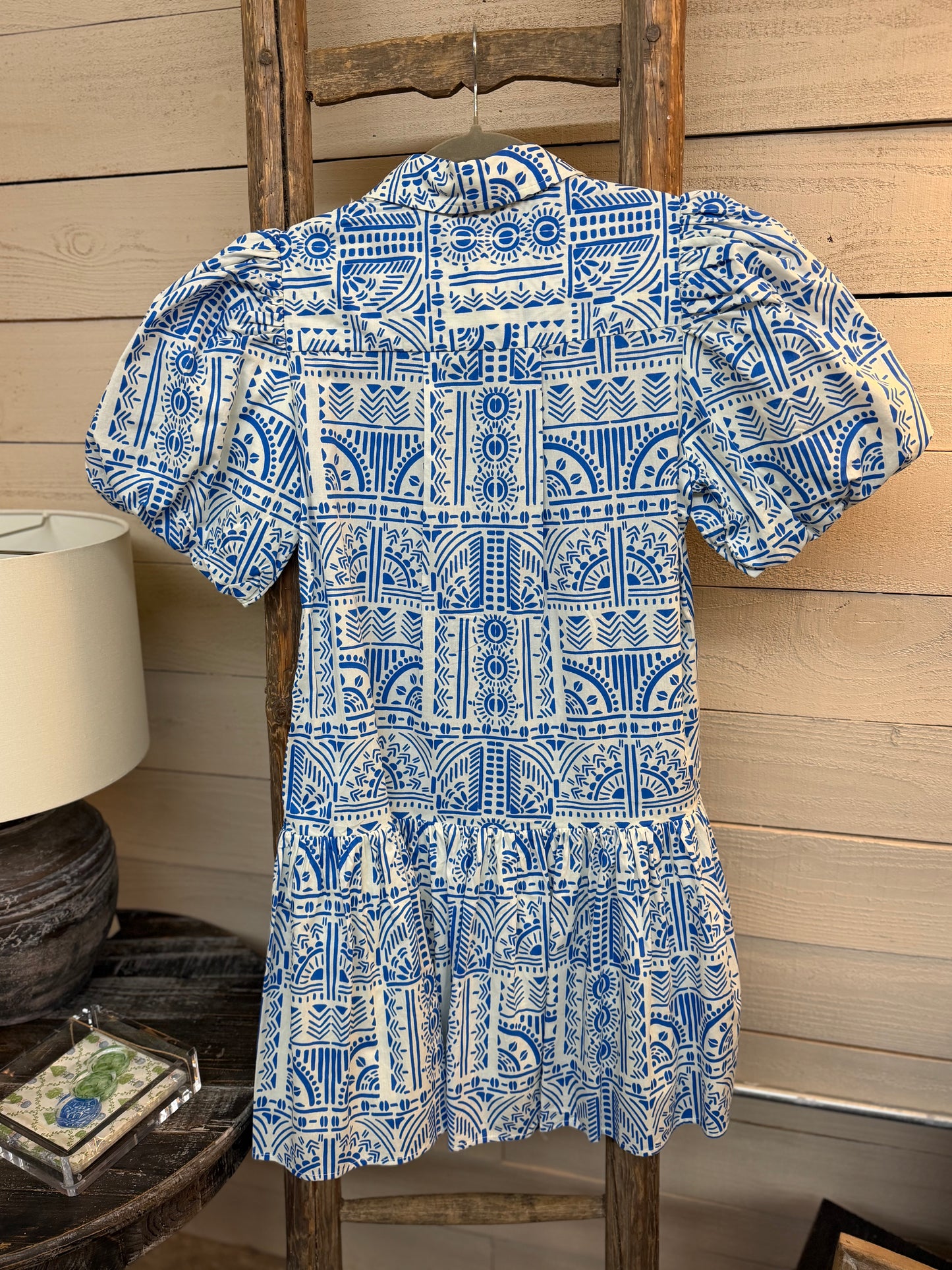Geo Puff Sleeve Dress