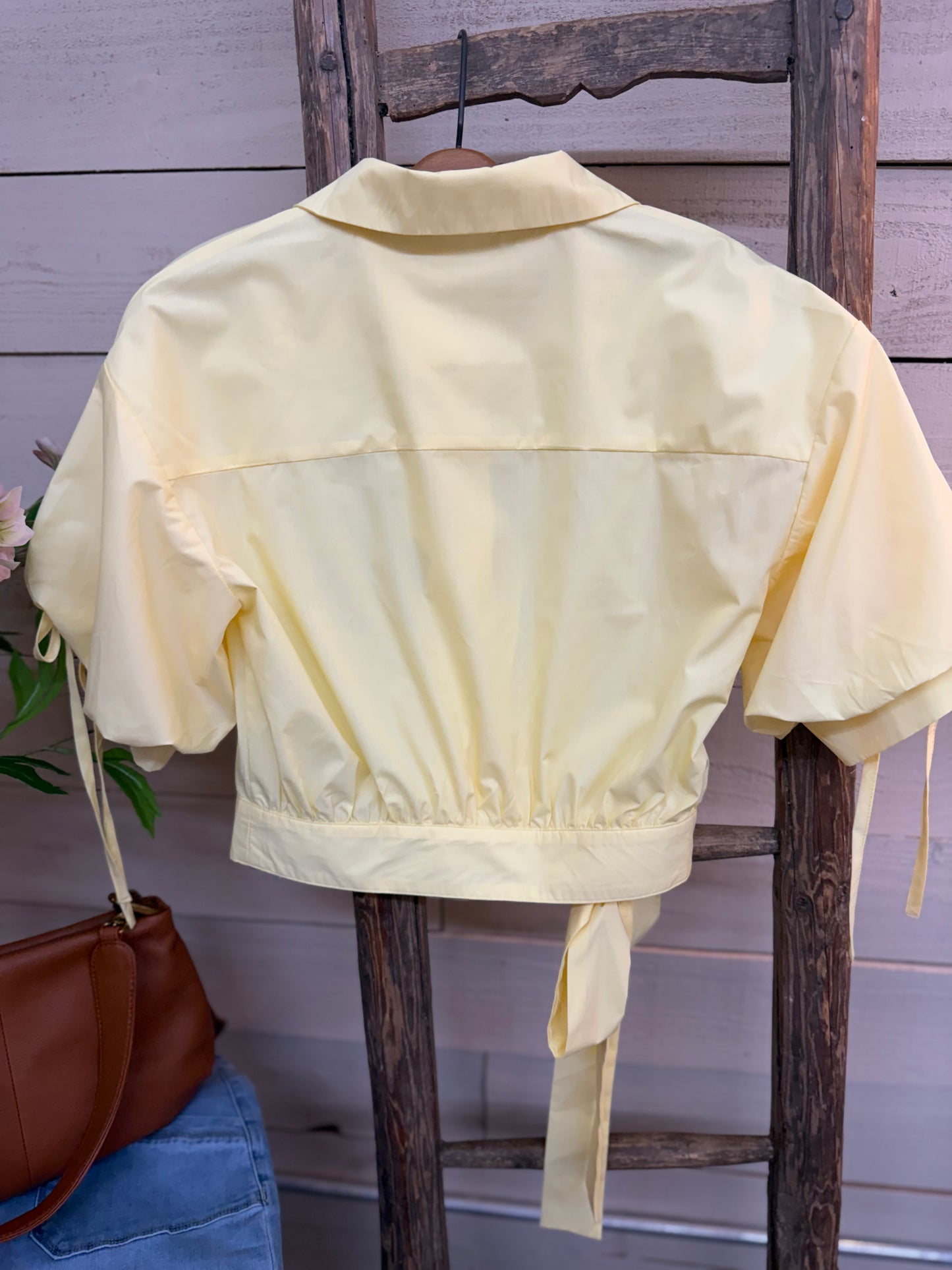 Tie Waist/Sleeve Top - Yellow