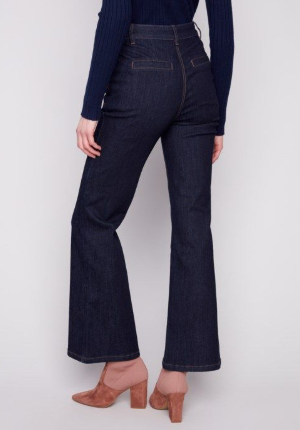 Charlie B Side Button Flare Jeans