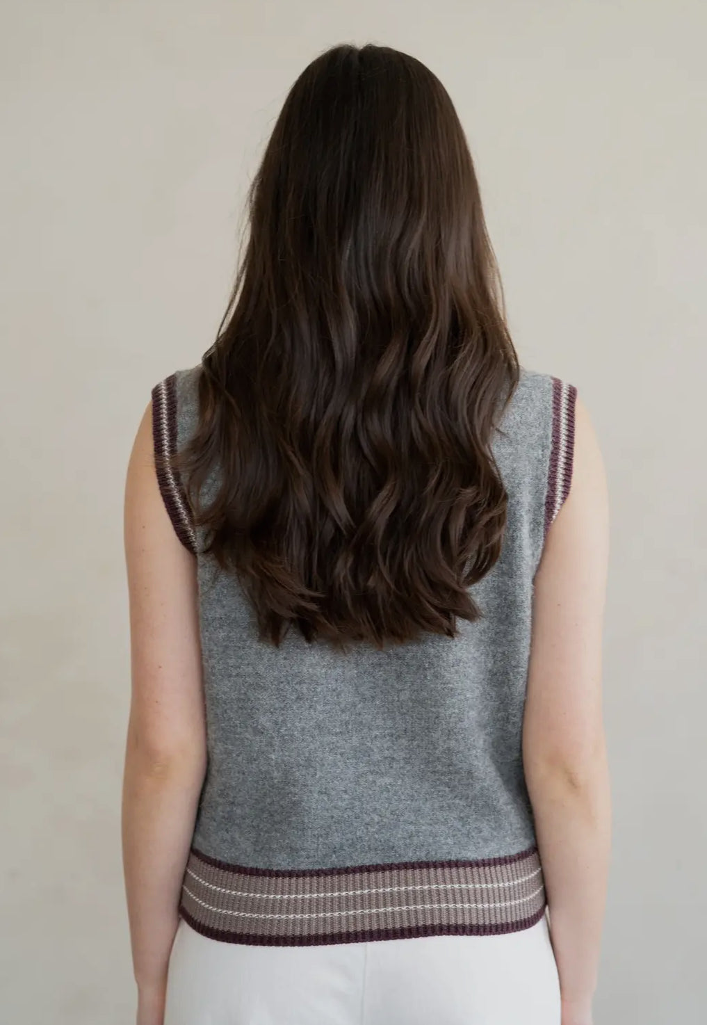 Striped Trim Sweater Vest