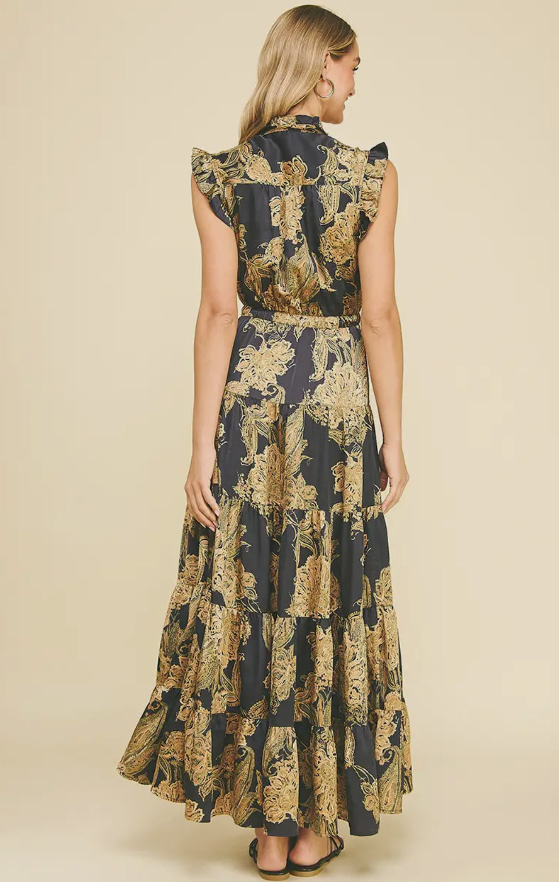 Satin Floral Maxi Dress