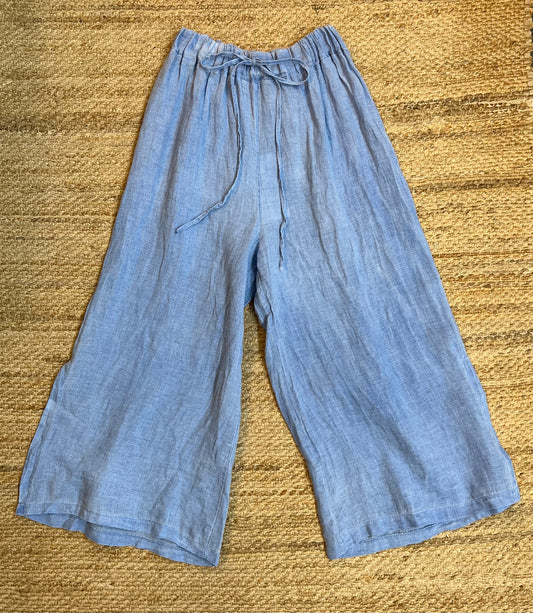 Linen Side Crop Pants