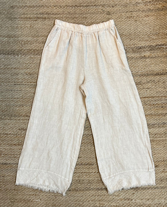 Frayed Hem Linen Pants