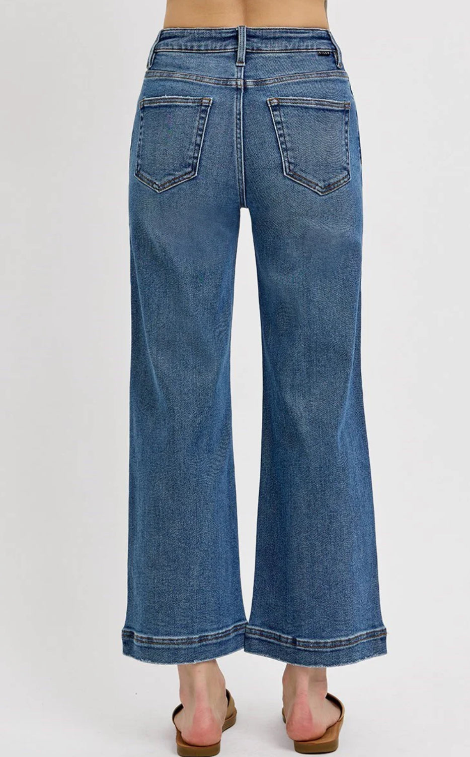 Risen High Rise Cropped Wide Leg Jeans