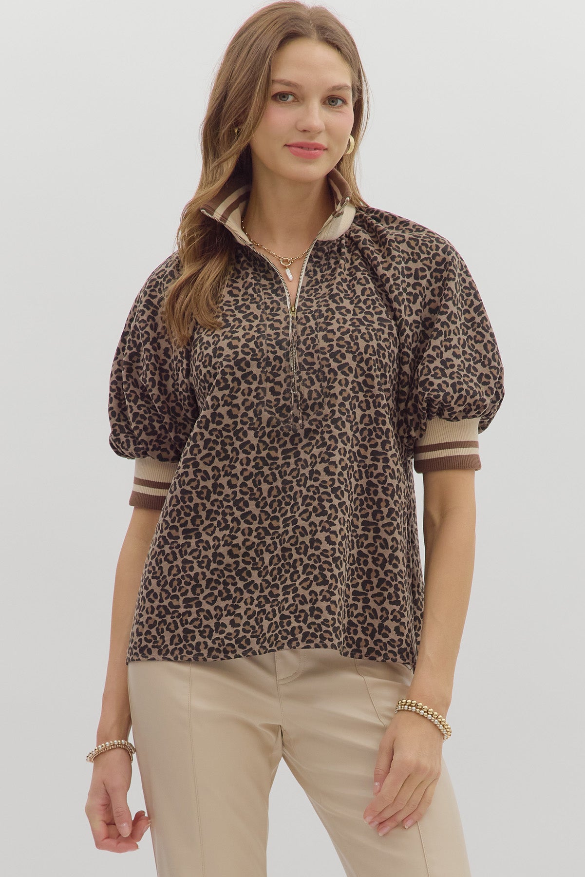 Leopard Zip Top