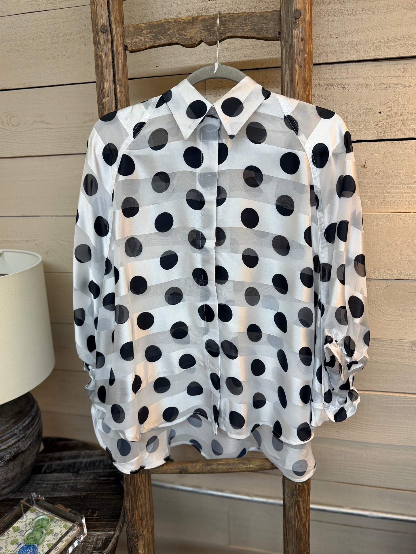 Polka Dot Button Top