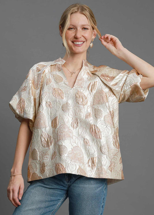 Metallic Jacquard Top