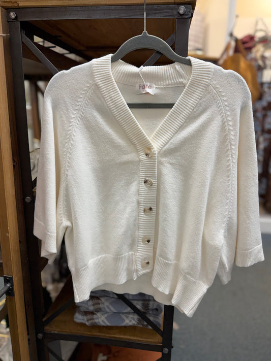 3/4 Sleeve Button Cardigan