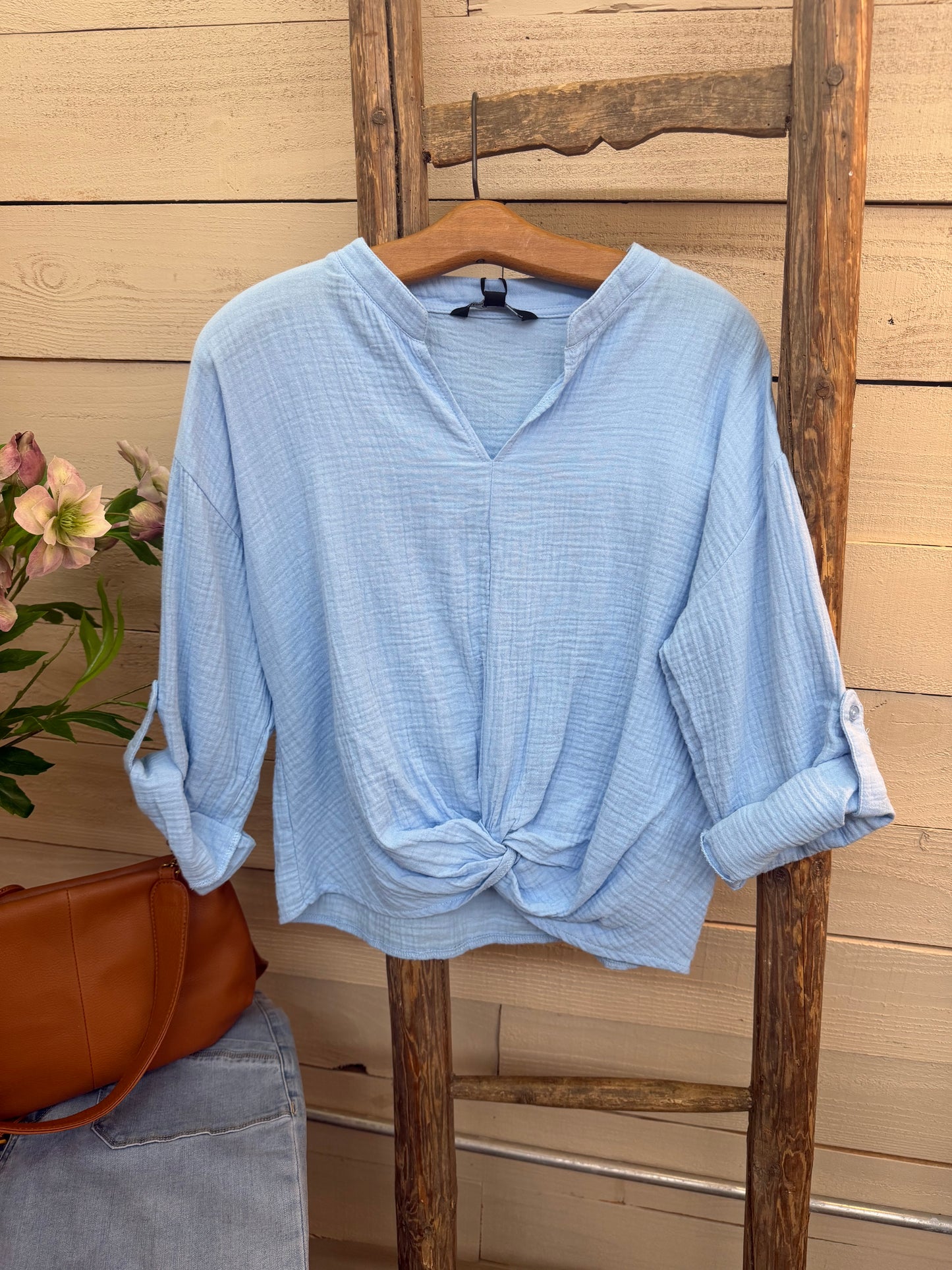 Front Knot Detail top - Bluebell