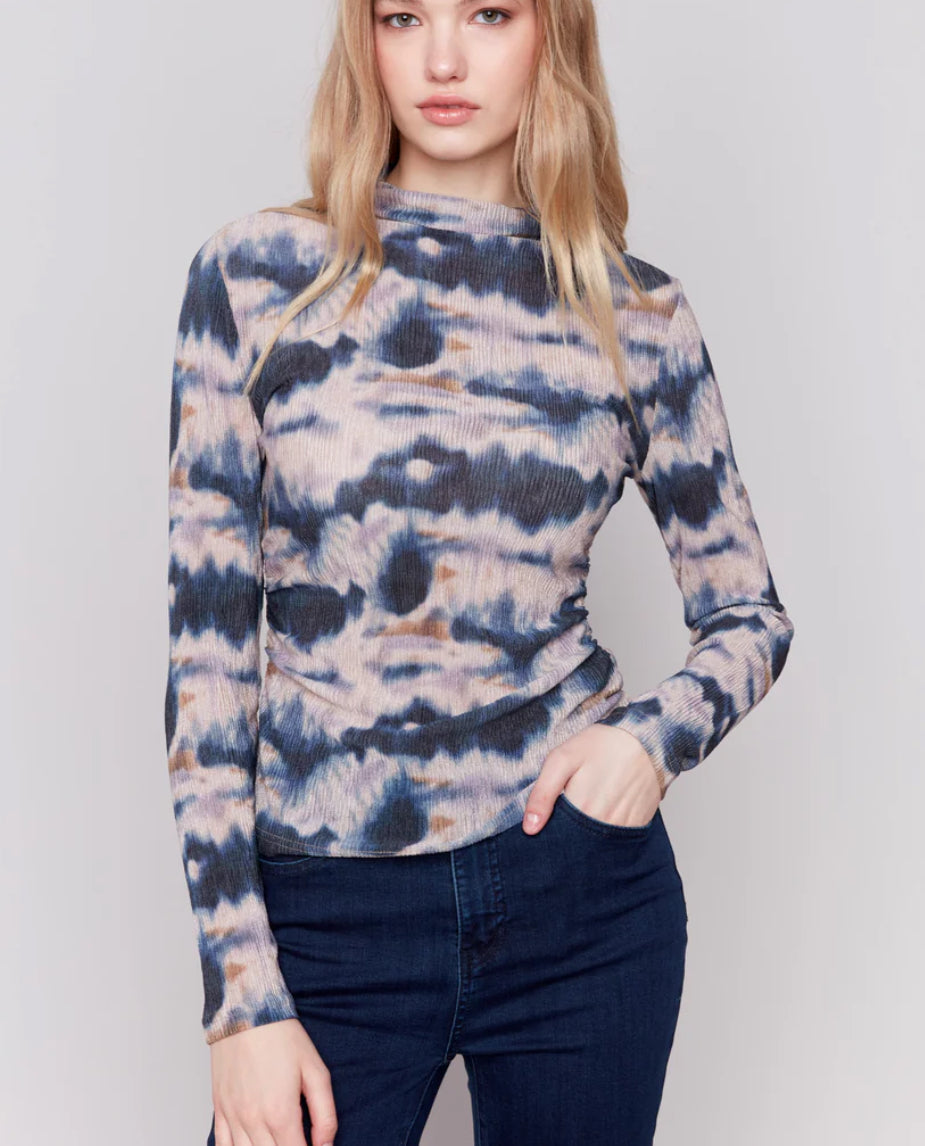 Printed Mock Neck Top