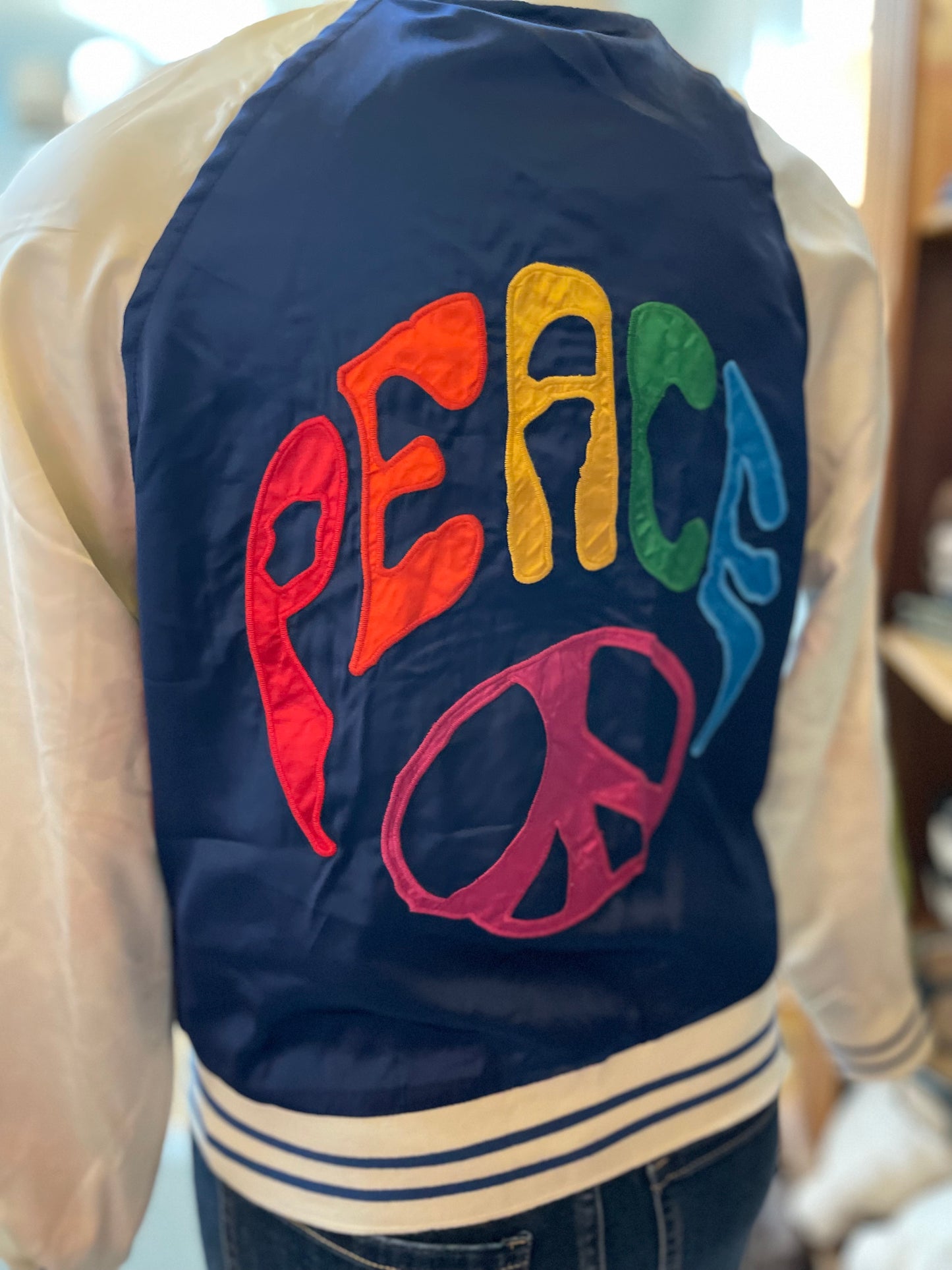 Peace Satin Bomber Jacket