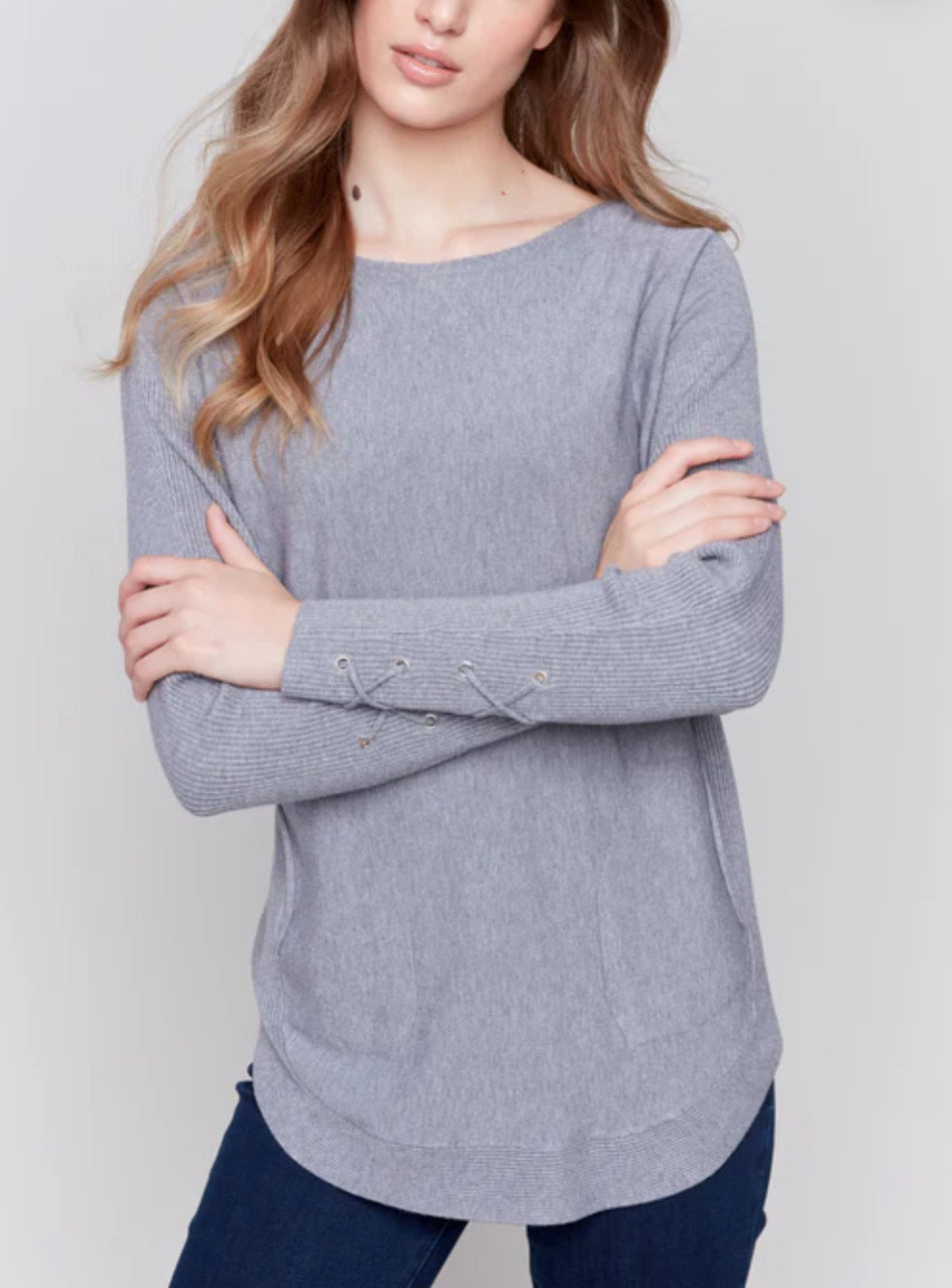 Lace Up Sleeve Sweater