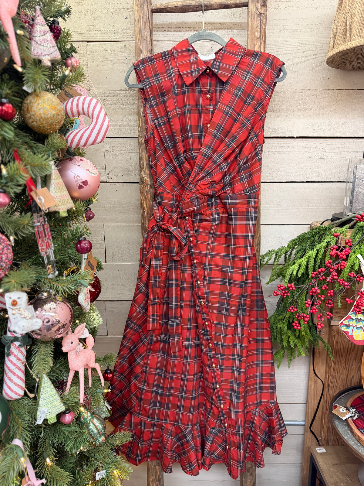 Plaid Side Tie Dress