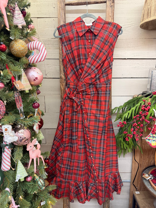 Plaid Side Tie Dress
