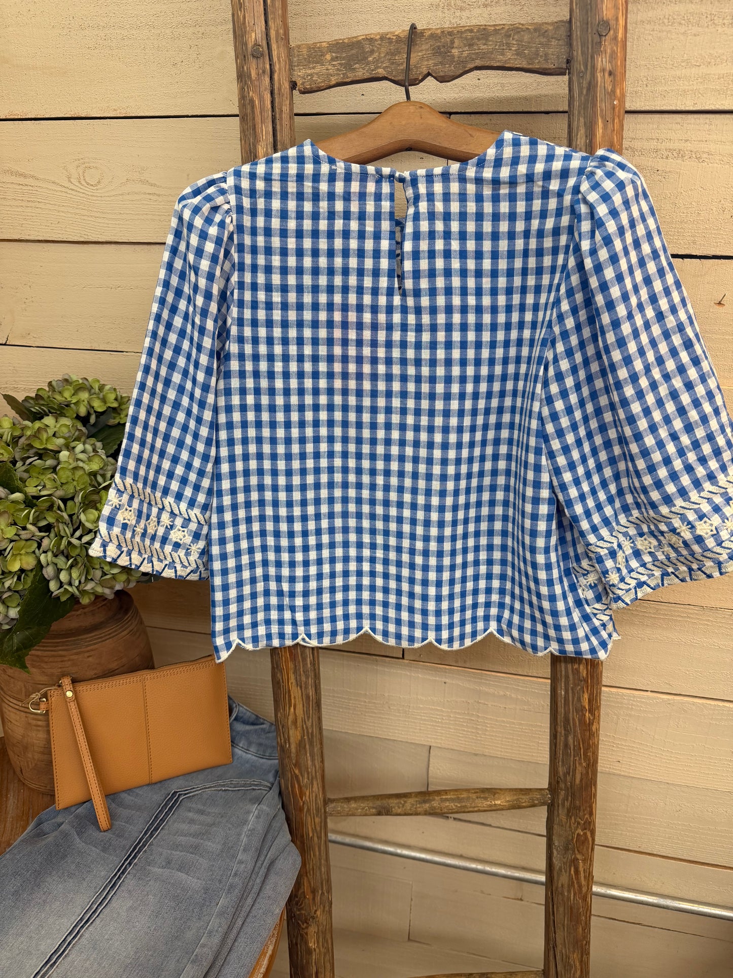 Gingham Emb Top