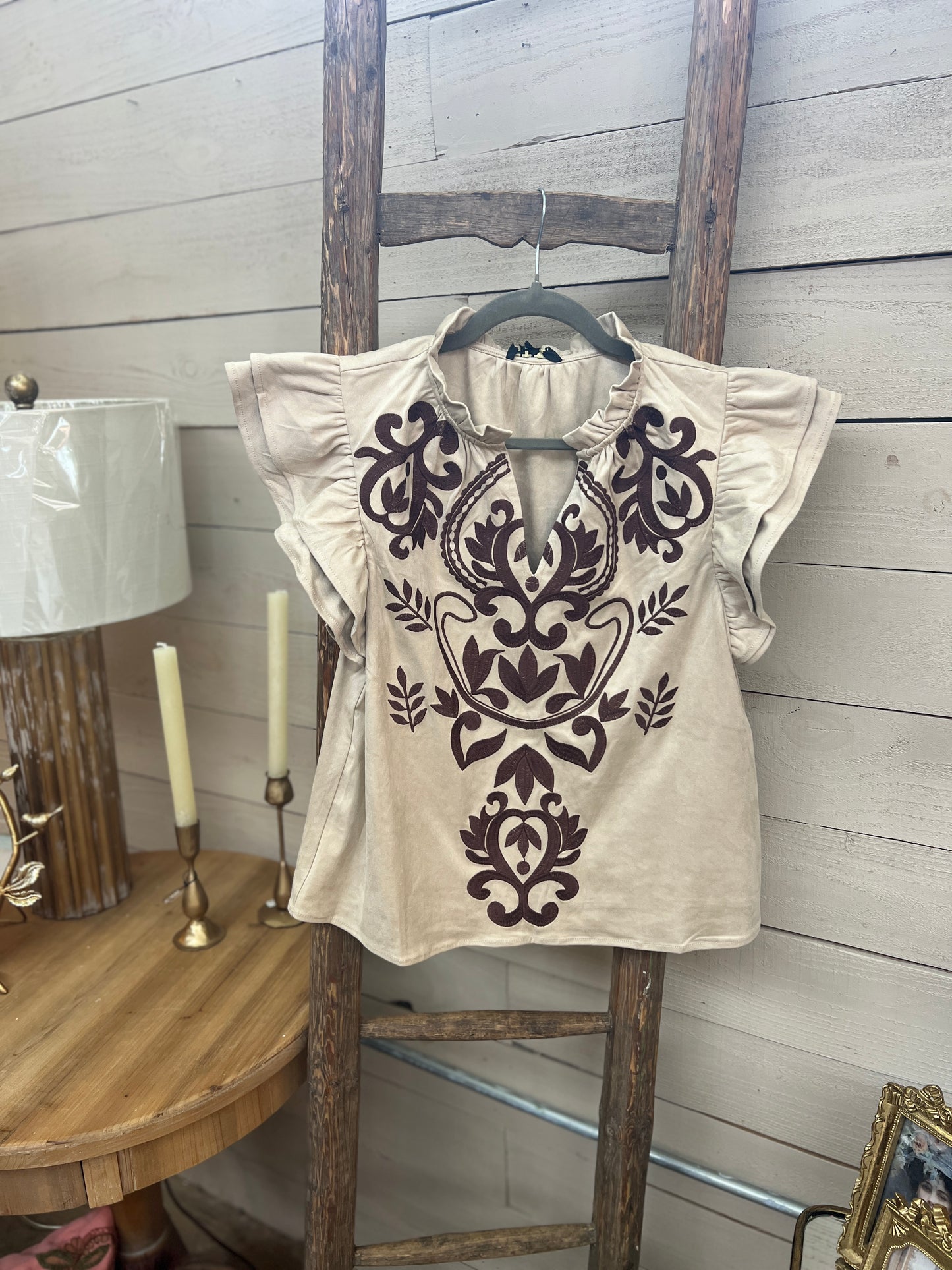 Flutter Suede Top