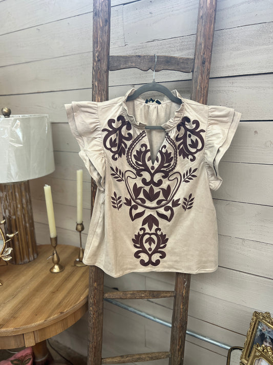 Flutter Suede Top