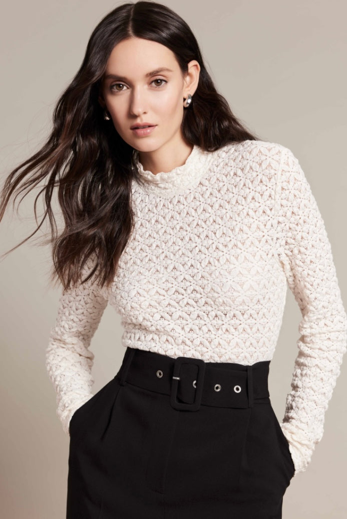 Stretch Lace Mock Neck Top