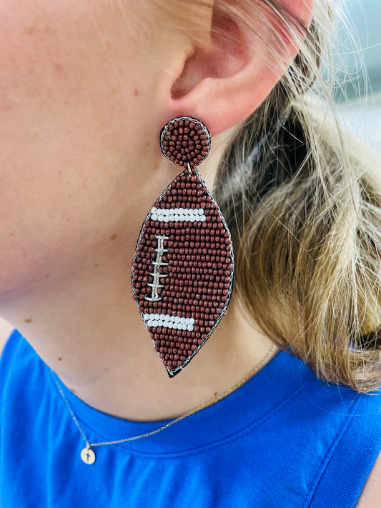 Beaded Football Earrings