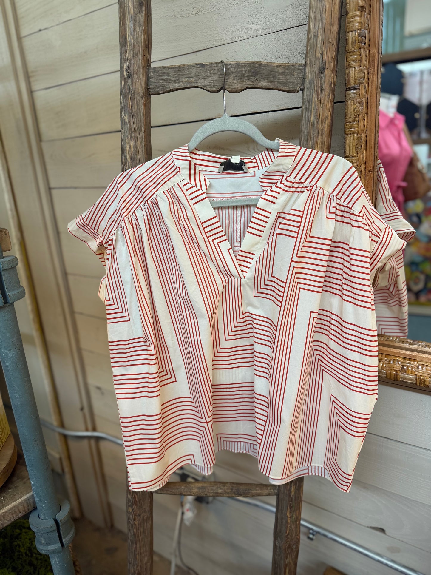 Geo V-Neck Blouse