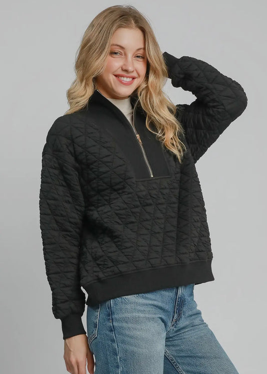 Quilted Half Zip Pullover