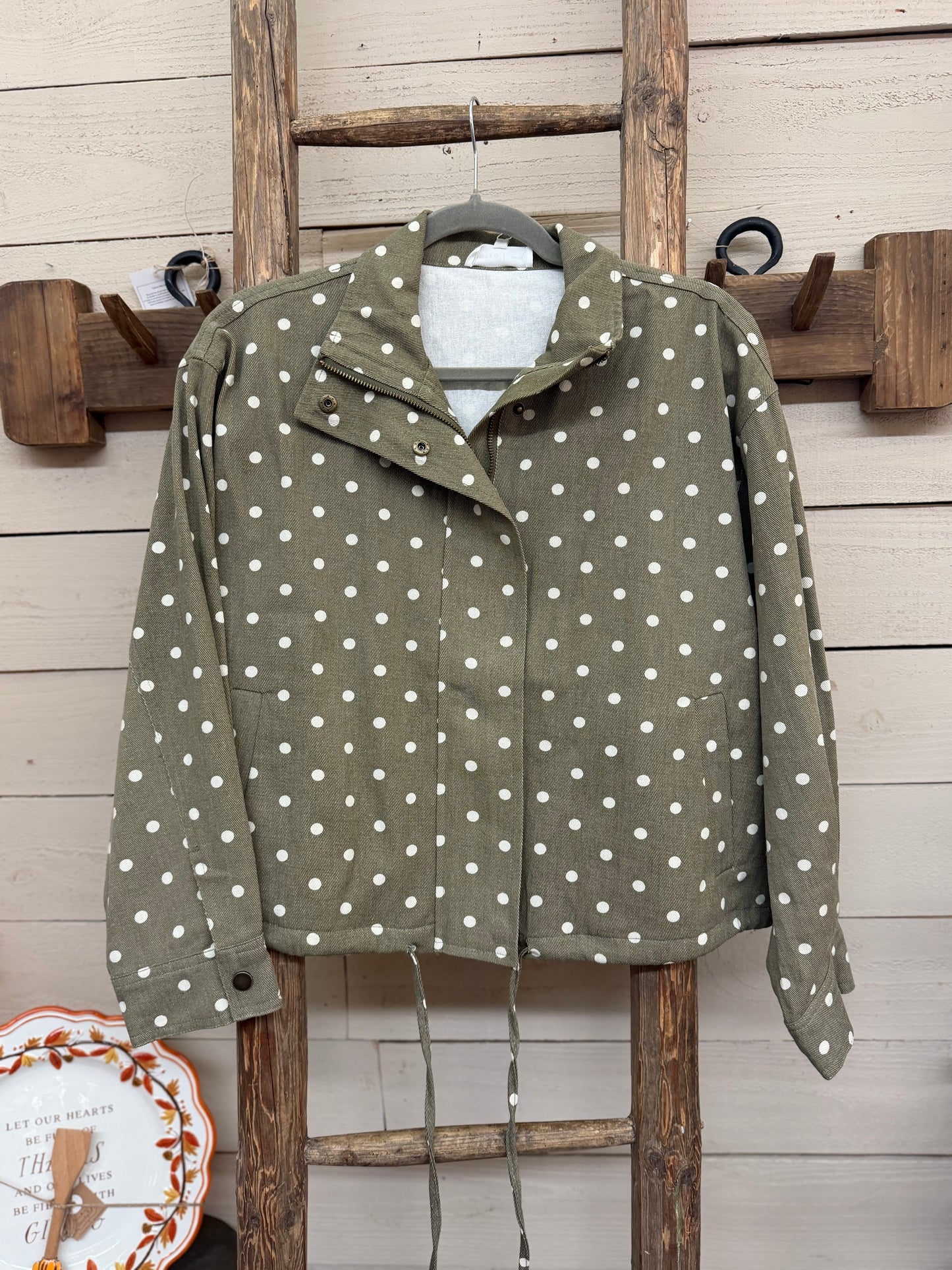 Polka Dot Zip Jacket