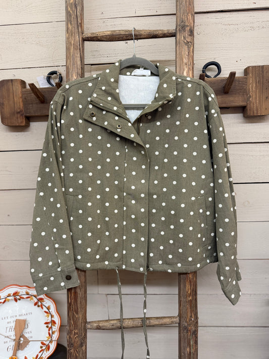 Polka Dot Zip Jacket