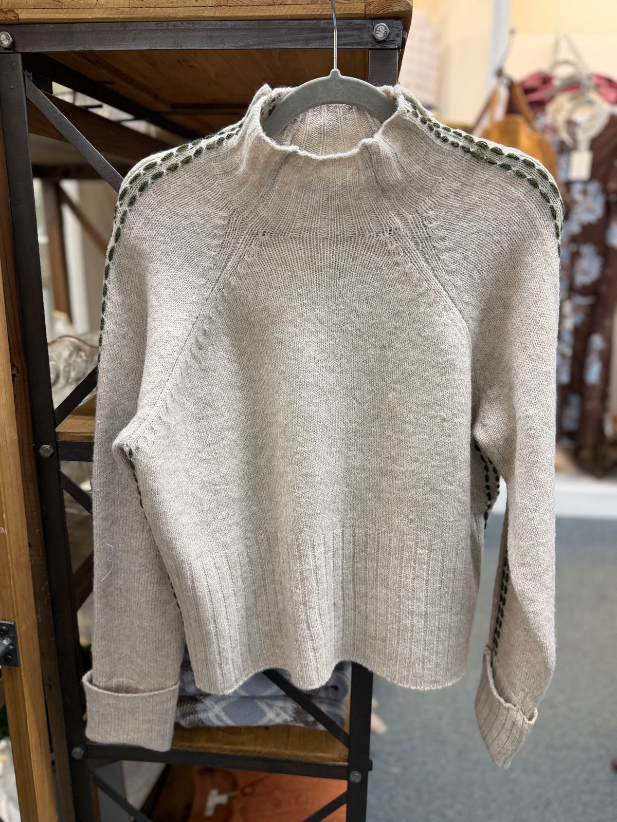 Raglan Sleeve Mock Neck