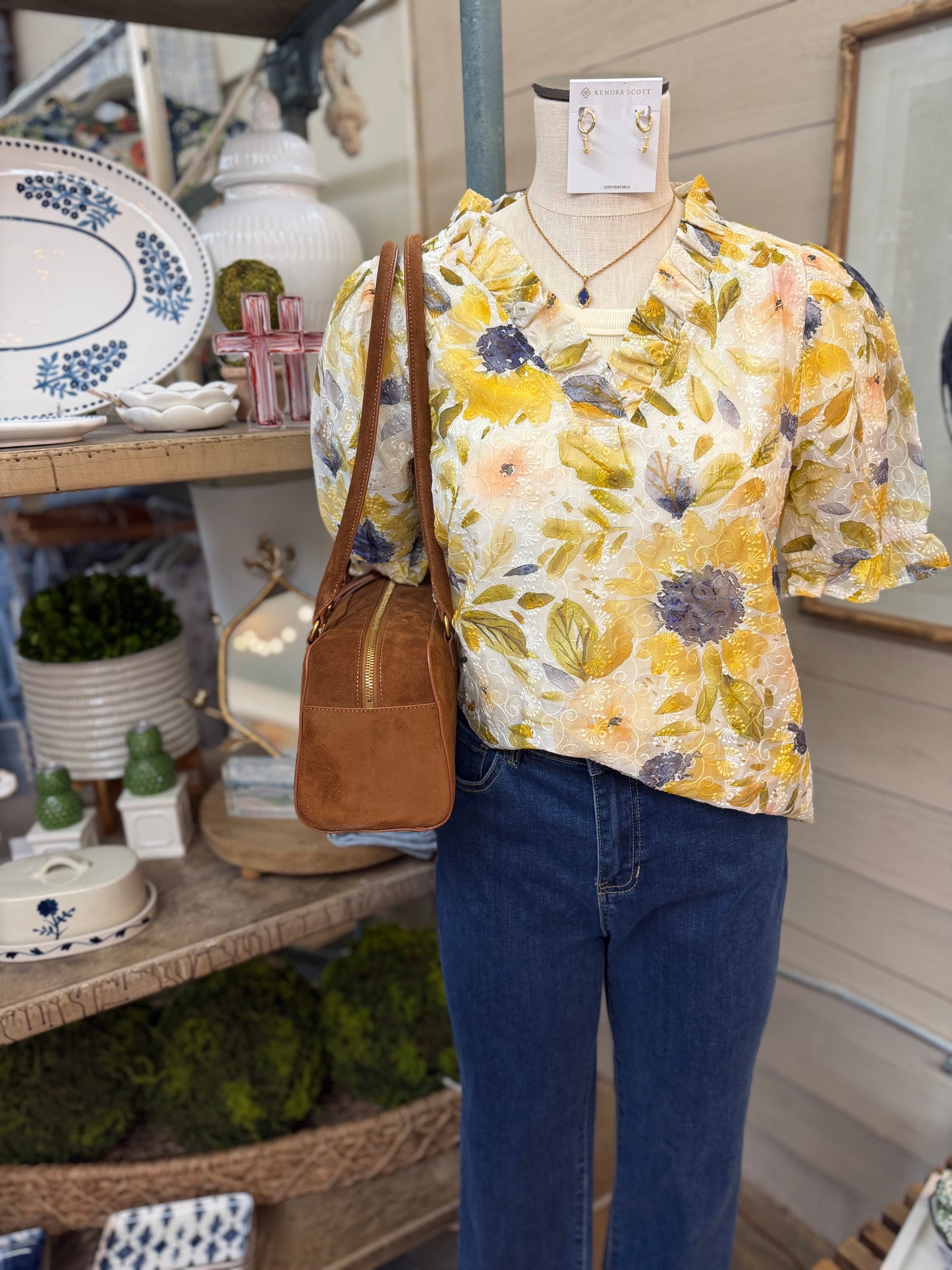 Ruffle V-neck top