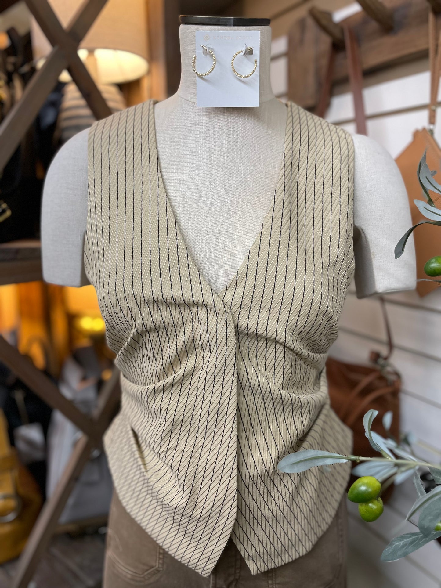 V-Neck Pinstripe Vest