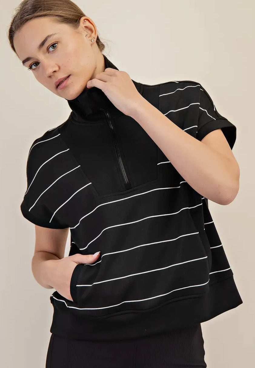 Striped Quarter Zip Skort Set