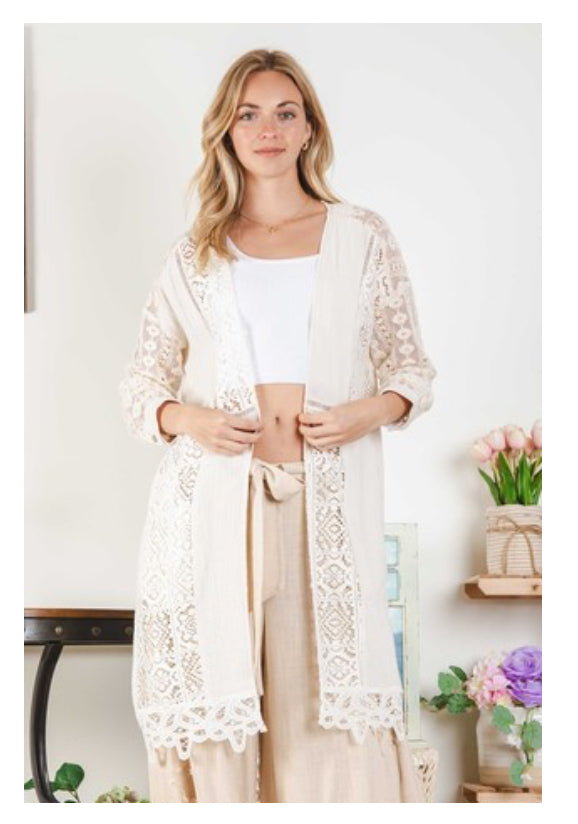 Lace Inset Cardigan