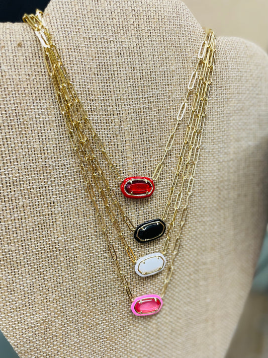 Kendra Scott Elisa Enamel Frame Paperclip Necklace