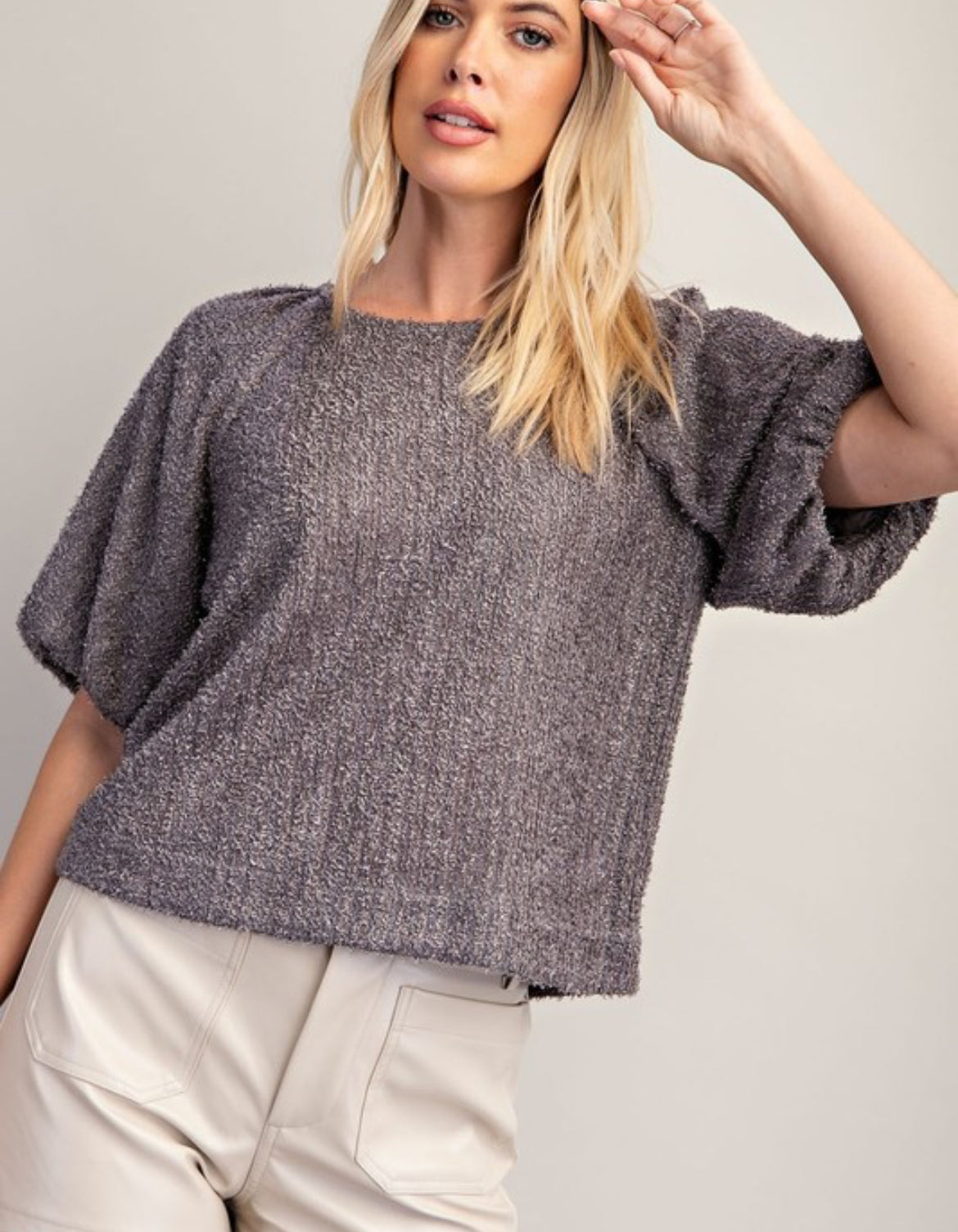 Textured Puff Sleeve Top