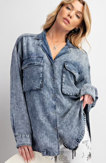 Stone Washed Denim Shirt