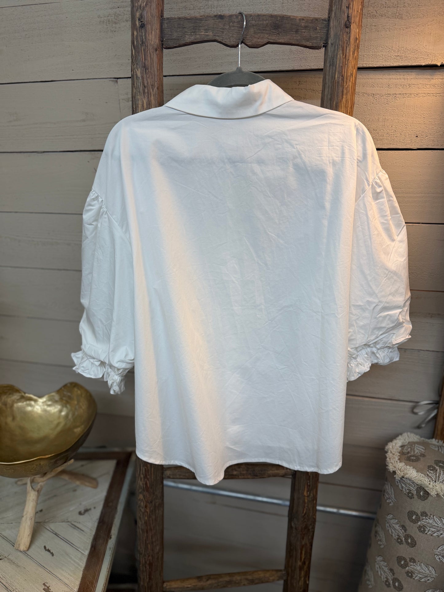 Puff Sleeve Collared Top