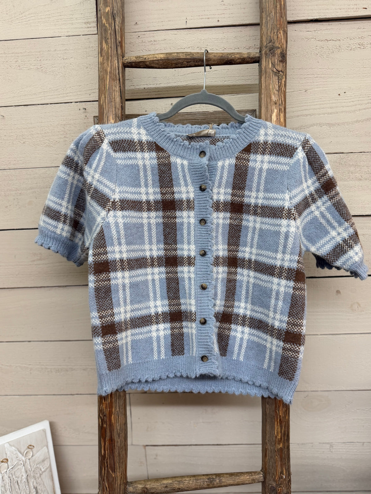 Plaid Round Neck Top