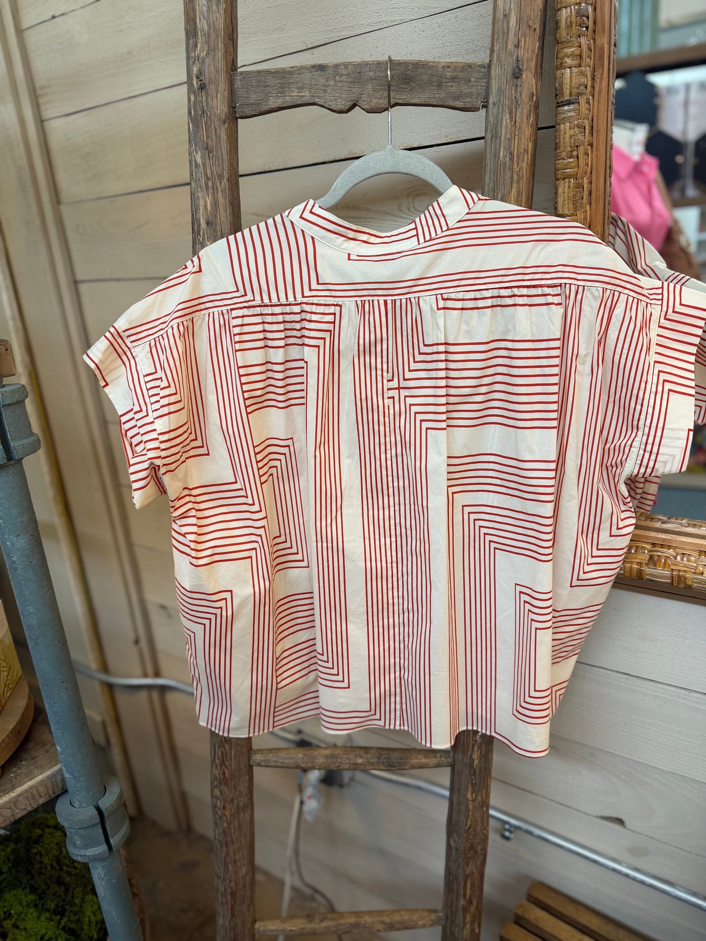 Geo V-Neck Blouse