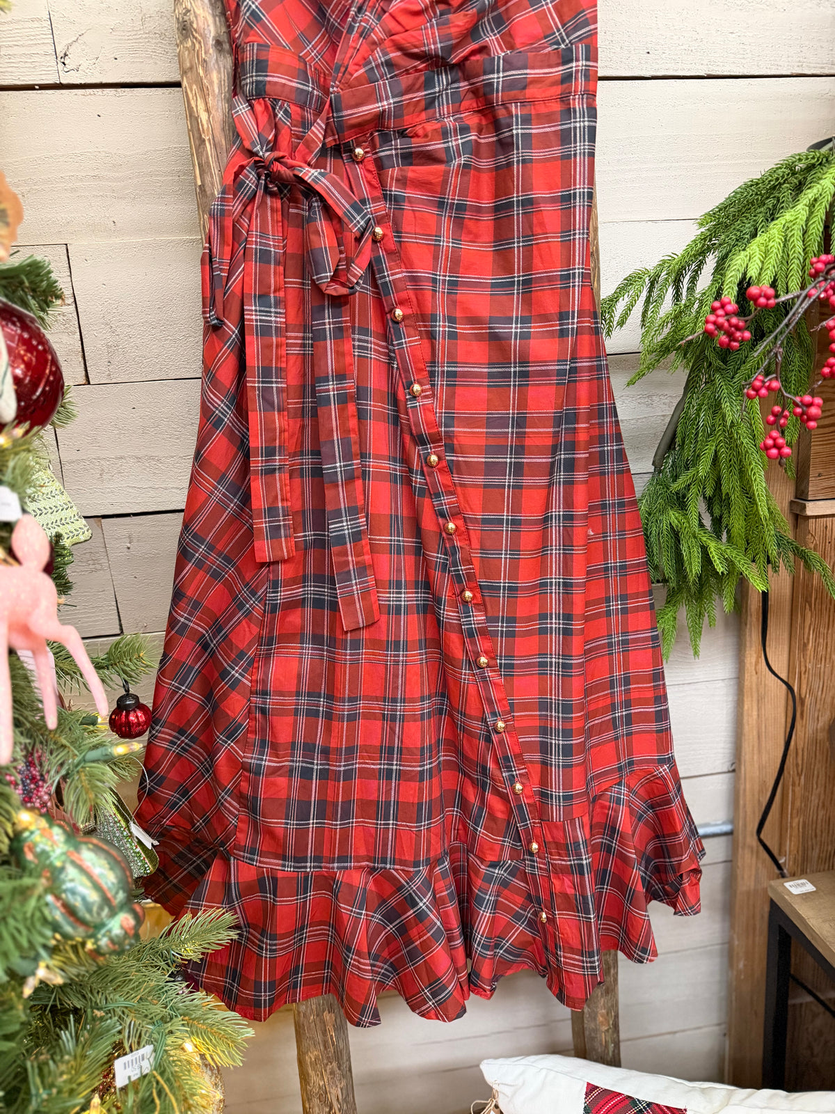Plaid Side Tie Dress