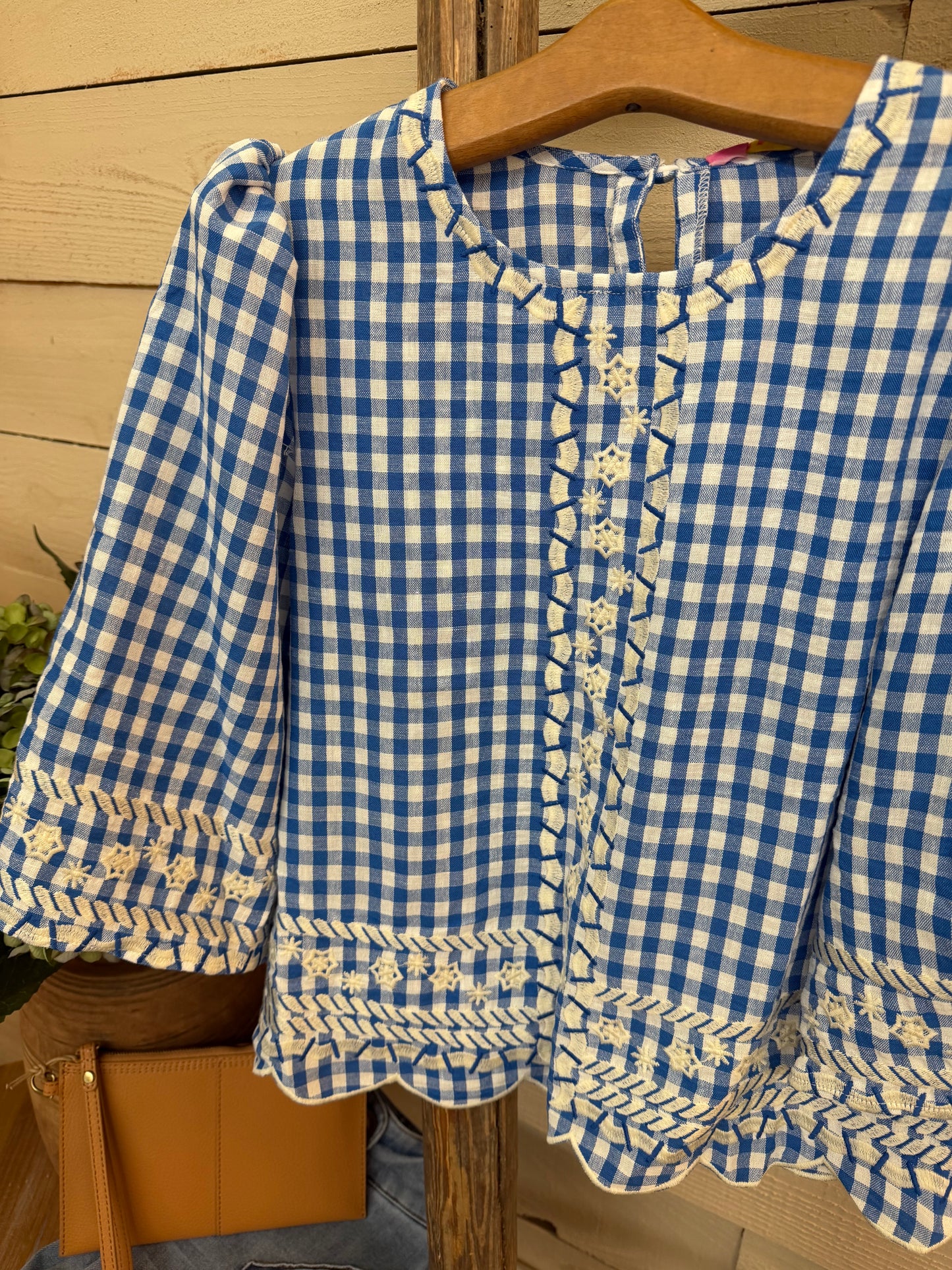Gingham Emb Top