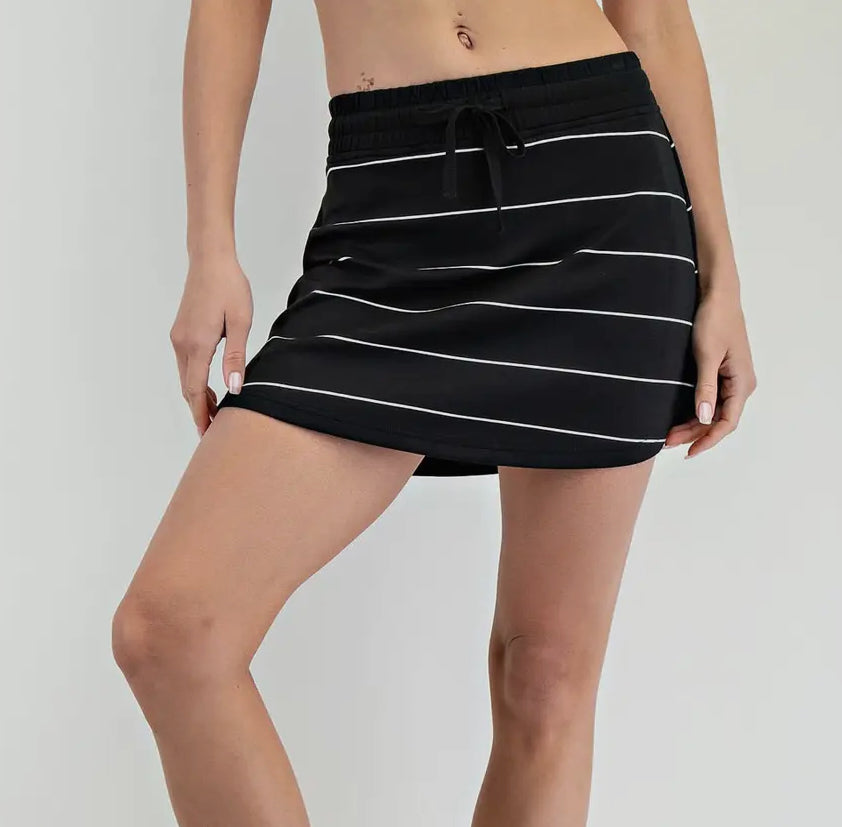 Striped Quarter Zip Skort Set