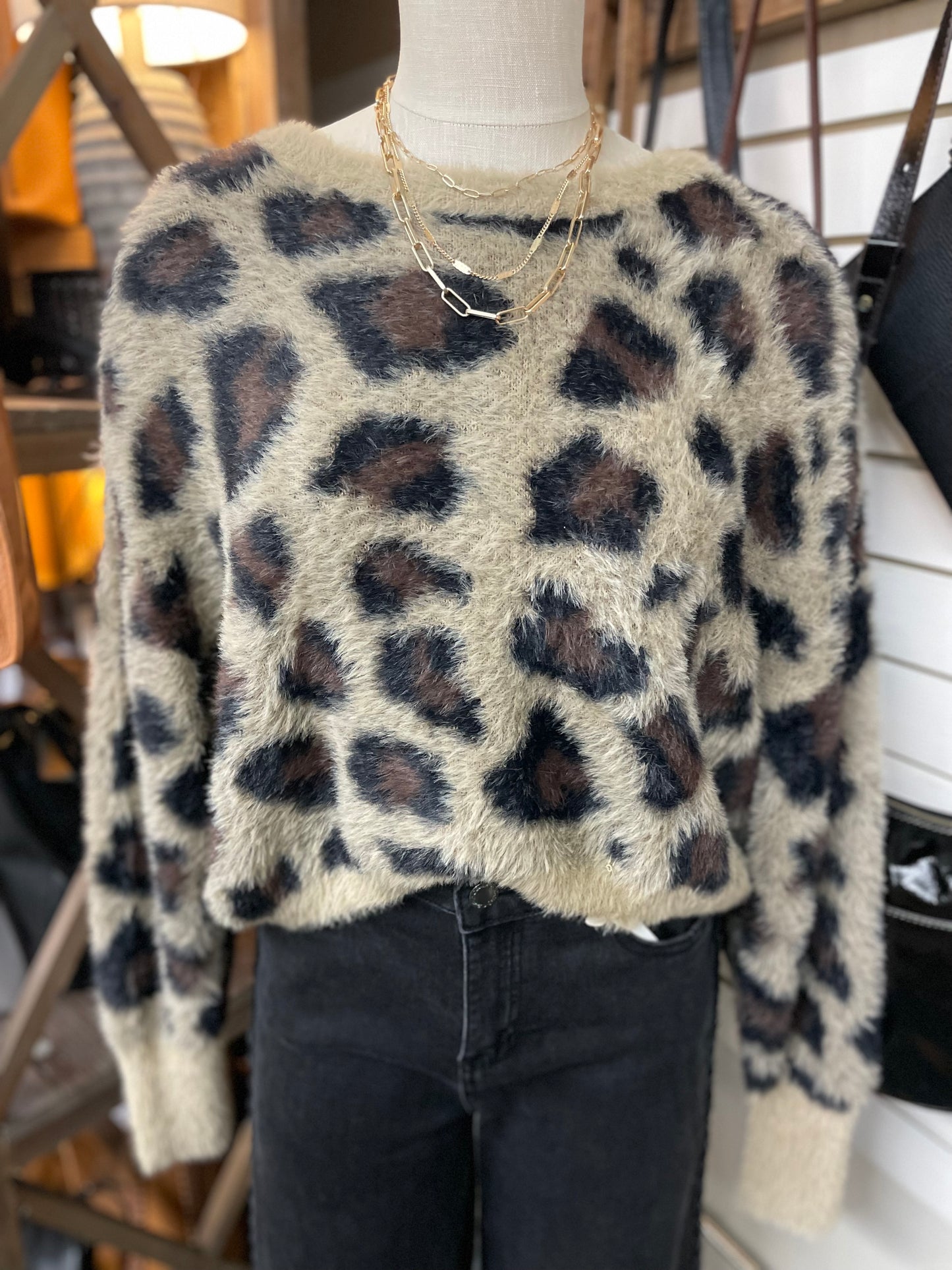 Leopard Eyelash Sweater