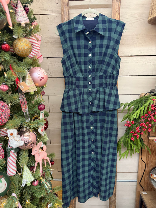 Gingham Midi Shirt Dress
