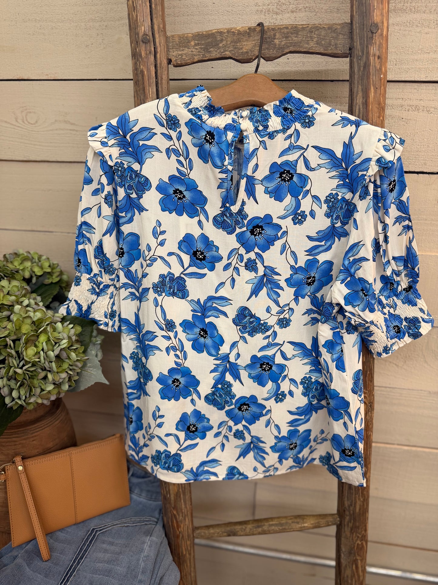Smocked sleeve top